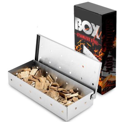 China Easily Cleaned Amazon BBQ Accessories Are Hot For Outdoor BBQ Grills Portable Stainless Steel BBQ Smoker Box for sale