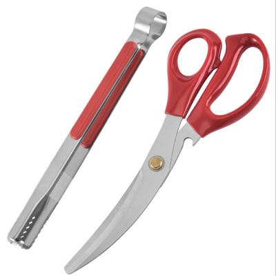 China Stainless Steel Household Grill Tool Scissors and Grill Clip Easily Cleaned Set for sale