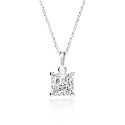 China JKC Romantic Wish Women Jewelry Gift Popular High Quality Diamond Iced Out Link Chain Silver Flower Cut Square Pendant CrossNecklace for sale