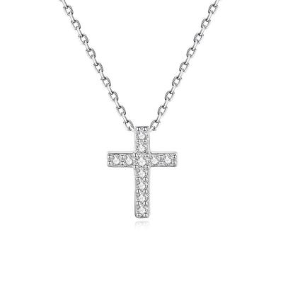 China JKC Central Statistical Jewelry Romantic 925 Sterling Silver Square Cubic Zirconia Gemstone Cross Pendant Necklace Diamond Link Chain Jewelry Women Gift for sale