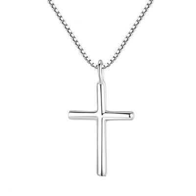 China Romantic JKC wish European and American personality popular s925 simple silver cross box chain necklace lady jewelry pendant wholesale for sale