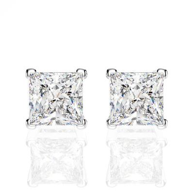 China TRENDY JKC Statistical Ins Fashion Women Jewelry Gift White Gold Silver A.C.A. CZ Zircon Colored Gemstone Stud Earring Waterproof Non Tranish New for sale