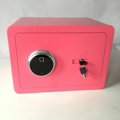 China Pink Full-Welded Full-Welded Fingerprint Resistant Steel Biometric Digital Lock Deposit Safe Box For Home And Office for sale