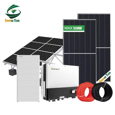 China GROWATT 10KW Kit Complete 3 Phase Home Solar 5KW 6KW 8KW On Grid Hybrid Solar System With Wifi for sale