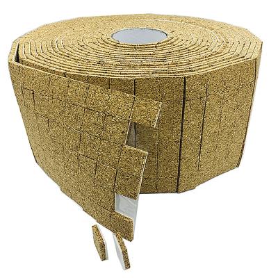 China Oak Skin 25*25*5+1MM Cork Separator Spacer Pads With Cling Foam For Glass Protection On Rolls for sale