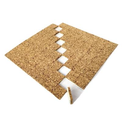 China Hot Sale 3+1*18*18mm Oak Skin Adhesive Cork With Cling Spongy Glass Cork Spacers Cork Separator for sale