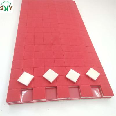 China Red EVA Rubber 18*18*3+1MM With Cling Glass Spacer EVA Rubber Spacers On Sheets Foam for sale