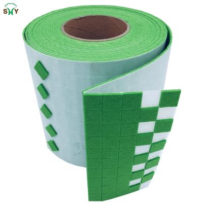 China 16*16*2mm Felt On Rolls Separation Skid Protector Self Adhesive Green Felt Pads for sale