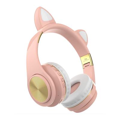 China Popular Cute Cat Ear Gaming Headset BT V5.0 Portable Folding Headphone Over Ear Headphones For PC Phone Tablet With Microphone for sale