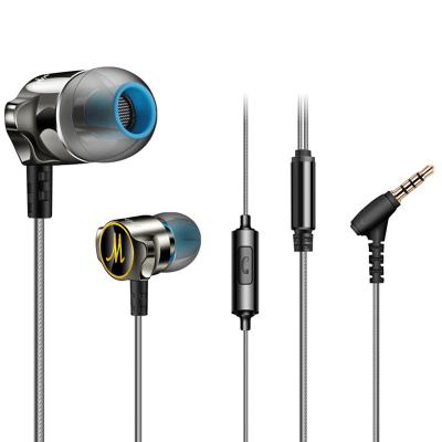 China In-Ear Bass Earbuds Wired Mega With Mic In Headphones Earphone Dual Driver Wired Stereo Sport Earbuds for sale