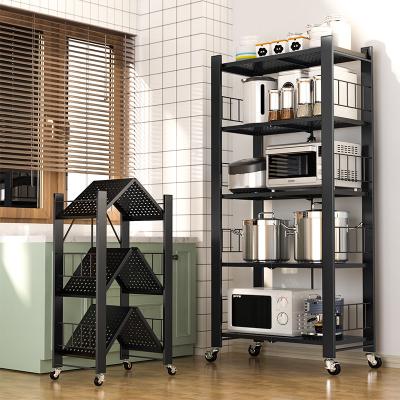 China Multi-Layer Collapsible Collapsible Metal Shelf Storage Rack Kitchen Shelf Viable Display Stand for sale