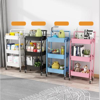 China Good Quality Metal Viable Wholesale Customized Foldable Rack Kitchen Storage Shelf Rack Trolley for sale