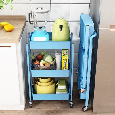 China Durable Kitchen Storage Shelf Dormitory Storage Rack Foldable Kitchen Storage Rack Trolley for sale