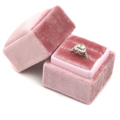 China Home& wedding decoration for jewelry 5.5*5.5*4.5CM vintage custom vintage hexagon square rectangle best-selling jewelry heart wedding ring box velvet for sale