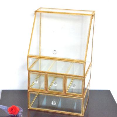 China Usage is Endless Luxury Glass Cosmetic Organizer Dustproof Transparent Jewelry Storage Box for sale