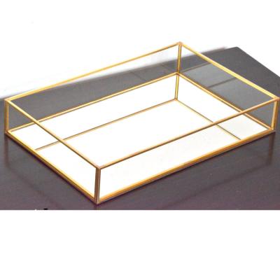 China Home& wedding& garden decoration for custom stackable mirrored glass tray velvet ring holder display jewelry tray for sale