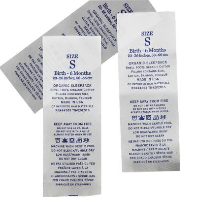 China Factory Wholesale Price Letter Logo Woven Label Cotton Filled Washable Custom Size Labels For Clothing for sale