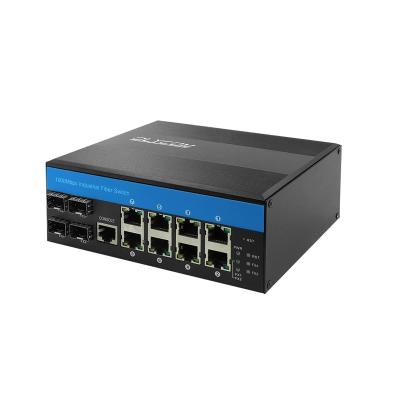 China OLYCOM Beheerde Schakelaar Poe Giabit Ethernet 8 Haven RJ45 met POE+ 4 het Spoor IP40 Vlan QoS STP/RSTP van Havensfp DIN voor Openlucht Te koop