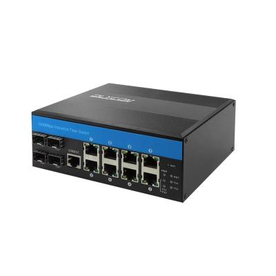 China OLYCOM handhabte Schalter im Freien L2 10/100/1000M 8 Port- RJ45 4 Port- SFP mit Lärm Schienen-Vlan QoS STP/RSTP zu verkaufen