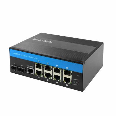 China Industrielles Gigabit Ethernet L2 handhabte des Schalter-8 X Schlitz-Hutschiene-Berg IP40 Gigabit-der Hafen-2 X SFP mit Vlan Qos LACP STP zu verkaufen