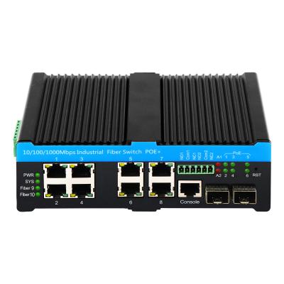 China Gigabit L 2 Gestionado 90W POE Switch 10 puerto con 2 puertos combinados Casco industrial resistente en venta