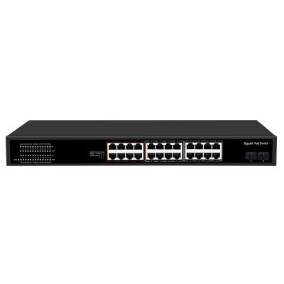 Cina 24 porte Gigabit CCTV Poe Switch con 2 SFP Optical Uplink Budget non gestito 300W in vendita