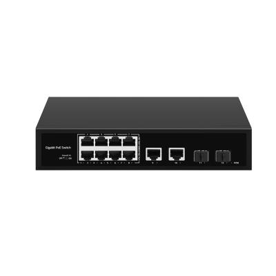 China 8 Port PoE Gigabit Fiber Switch PoE Watchdog With 4 SFP/RJ45 Uplink Ports 120W for sale