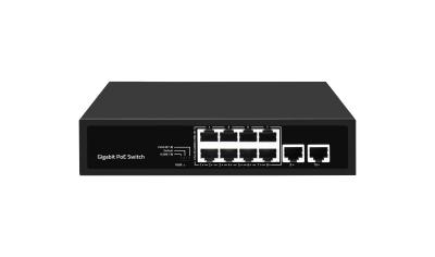 China Network Unmanaged 10 Ports Gigabit Desktop POE Switch With 8 Port Poe AC100-240V for sale