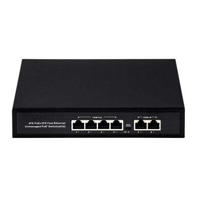 China OEM ODM Ethernet rápido 10/100mbps 4 puertos Poe Switch con 2 puertos de enlace ascendente en venta