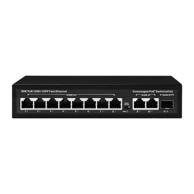 중국 120W 관리되지 않은 POE 스위치 8 PoE 10/100/1000Mbps + 2 LAN 10/100/1000Mbps + 1SFP 100/1000M 판매용