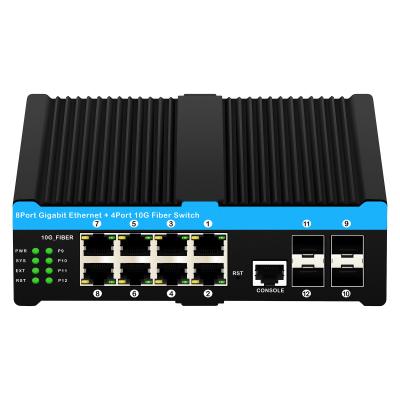 China 10G Fiber Industrial Managed PoE Switch Gigabit Ethernet 8 Port PoE 240W Realtek Chip for sale