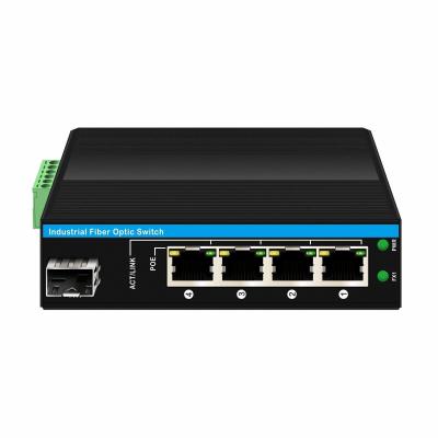 Китай 5 портов Industrial Poe Network Switch DC12/24/48V Вход 1SFP+4RJ45 Гигабитный Ethernet Switch продается