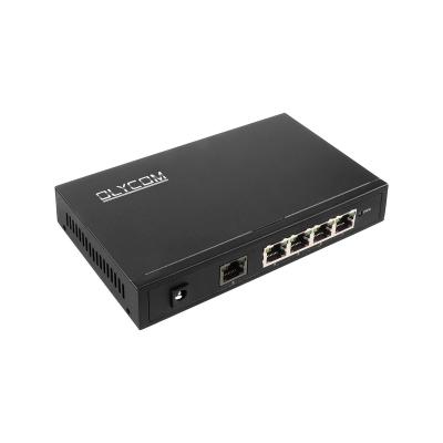 China Megabit 48VDC Fiber Optic POE Switch 4 RJ45 Copper Ports With POE AT/AF for sale