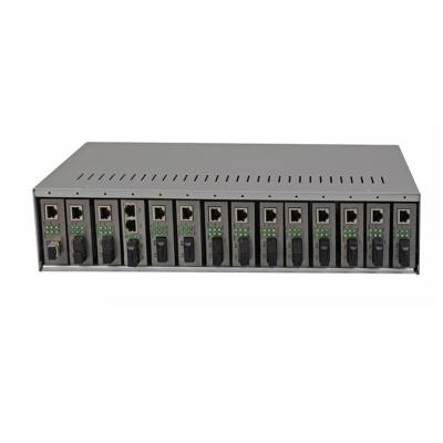 China 19 Inch 2U 14 Slots Fiber Optic Ethernet Media Converter Rack Chassis Dual Fiber AC220V for sale