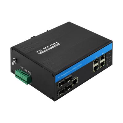 China 4RJ45 Ports Industrial Managed Ethernet Switch Hub Fiber Optic Wide Voltage for sale