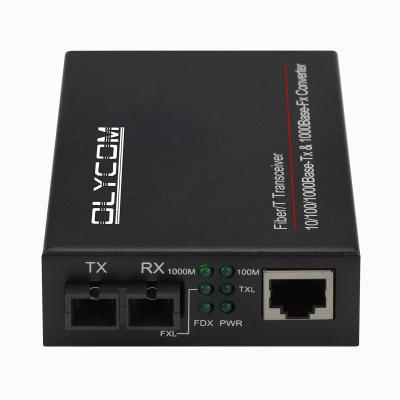 China 2 Port Gigabit Ethernet Media Converter Unmanaged Duplex Singlemode Multimode SC Port for sale