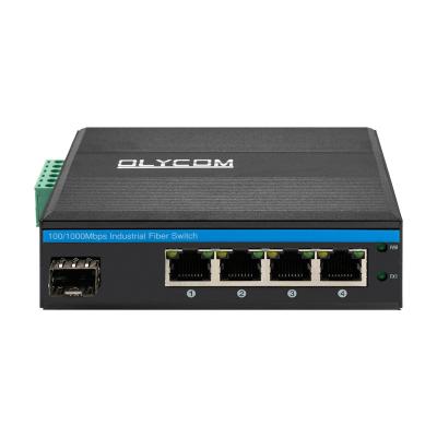 China Harsh Outdoor 5 Port Industrial Poe Switch Gigabit Optical Din Rail Fiber Converter for sale