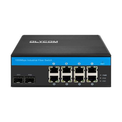 China 8 Port- Poe-Schalter mit Faser 2 Port- Sfp-Lärm Schienen-Ip40 für Gebrauch im Freien zu verkaufen