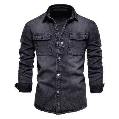 China 2022 New Spring Men's Denim Shirt Fancy Denim Jacket Shirt Blouse Top Washed Jeans Jacket For Men for sale