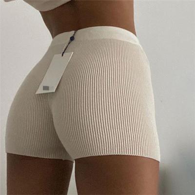 China Fashion Rib Knitted Stretch Skiny Anti-wrinkle Shorts 2020 Summer Women Short High Waist Sports Fitness Sexy Streetwear Pants for sale