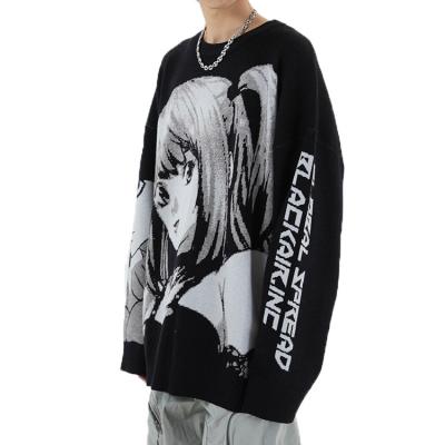 China Anti-Wrinkle Men's Hop Streetwear Harajuku Sweater Unisex Knitted Sweater 2021 Design Your Own Knit Sweater for sale