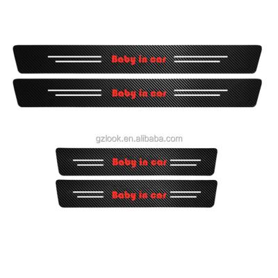 China Eco-friendly Customize Logo Car Door Sill Scuff Guard 60CM 40CM PU Carbon Fiber Sticker for sale