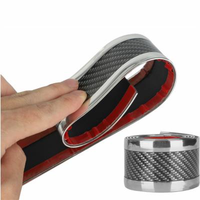 China Universal Eco-friendly 5D Carbon Fiber Rubber Strip Car Door Soft Pedal Trim DIY Door Sill Protector Edge Guard for sale