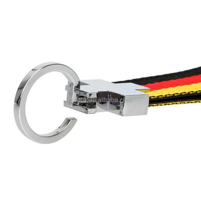 China Italy Germany Flag Key Chain Outdoor Sport Design Car Eco-friendly Key Ring Metal and Cloth Car Accessories for sale