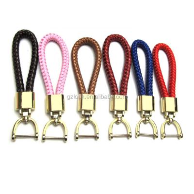 China Eco-friendly Leather Braided Woven Woven Bag Rope Key Chain DIY Gold Horseshoe Buckle Pendant Key Chains Holder Car Keyring Men Women Keychains for sale