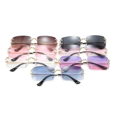 China Famous Brands Luxury Designer Sun Glasses Rectangle Square Sunglasses Fashion Small Rimless Men Women Sunglasses 2023 Fashion Sun Glasses for sale