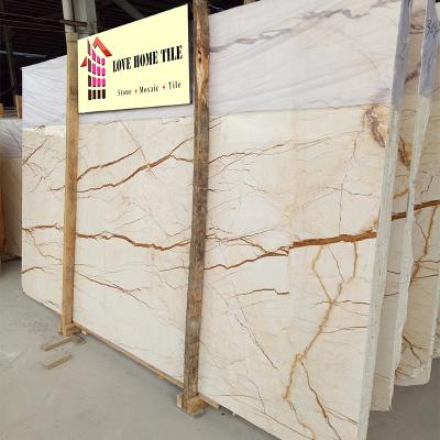 China Hot sale beige marble with gold lines and sofitel gold marble slab for sale