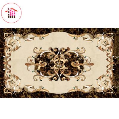 China Classic hot sale rectangle mixed colored waterjet natural marble medallion for flooring for sale