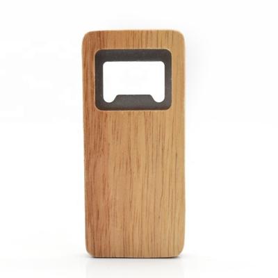 China Portable Stainless Steel Wine Drinks Bottle Opener Portable Square Pocket Wooden Bottle Opener for sale