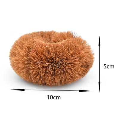 China Sustainable 100% Biodegradable Coconut Fiber Kitchen Brushes Vegetable Fruits Round Pot Scrub Brush for sale